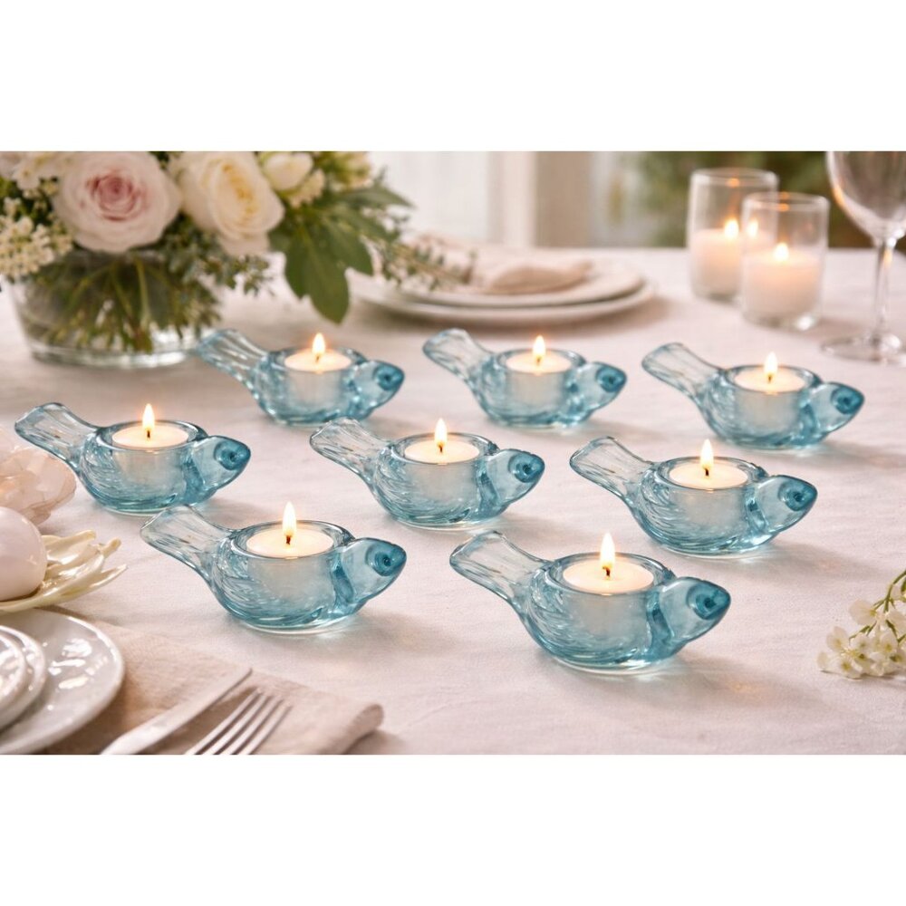 Crate & Barrel Blue Glass Bird Tealight Holder – Bird Shape – Home / Event Decor - Picture 1 of 3